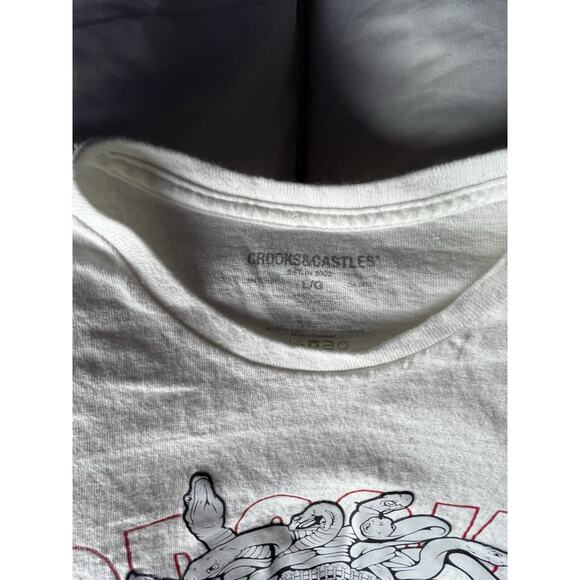 Crooks Castles Shirt Mens Large White Medusa Band Tee The Ruling Elite - Picture 4 of 5